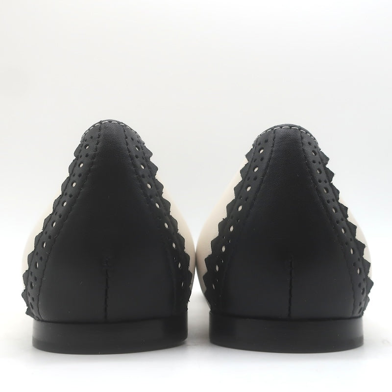 Sarah Flint x Mary Orton Perfect Mary Janes Ivory &amp; Black Leather Size 6.5 NEW