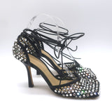 Bottega Veneta Sparkle Stretch Crystal-Embellished Mesh Pumps Black Size 39