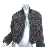 Rag & Bone Samira sequin bomber jacket in black multi boucle tweed, authentic pre-owned luxury, size XS