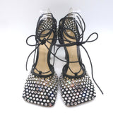 Bottega Veneta Sparkle Stretch Crystal-Embellished Mesh Pumps Black Size 39