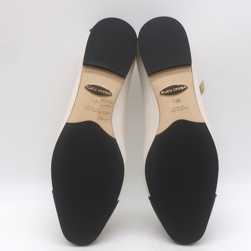Sarah Flint x Mary Orton Perfect Mary Janes Ivory &amp; Black Leather Size 6.5 NEW