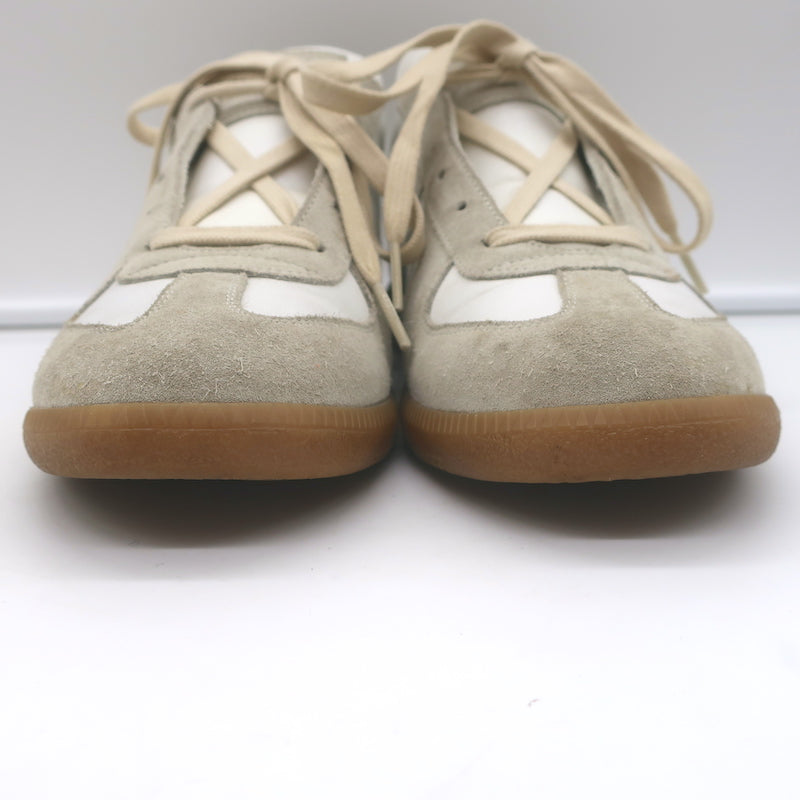 Maison Margiela Replica Low Top Sneakers White Leather &amp; Taupe Suede Size 41