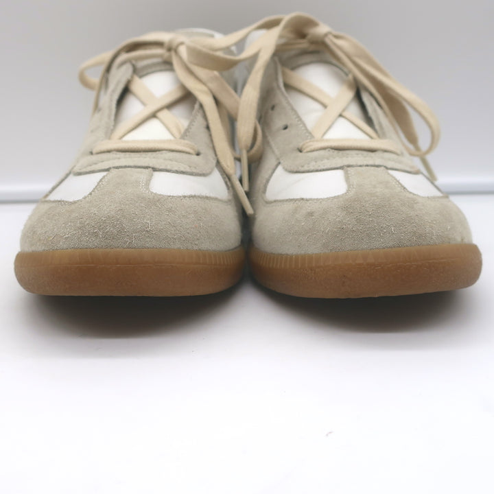 Maison Margiela Replica Low Top Sneakers White Leather &amp; Taupe Suede Size 41