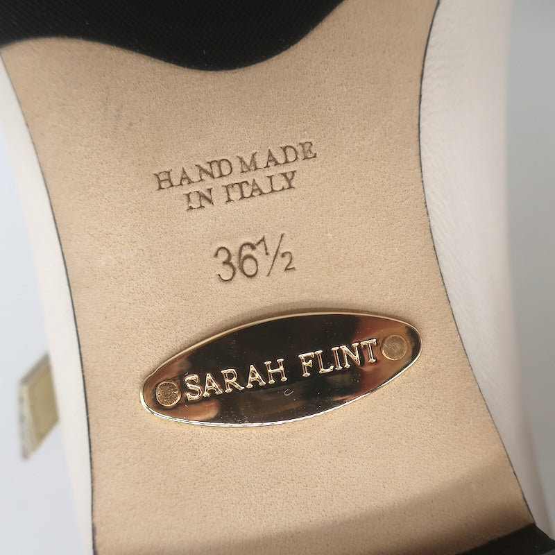 Sarah Flint x Mary Orton Perfect Mary Janes Ivory &amp; Black Leather Size 6.5 NEW