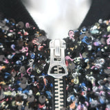 Rag & Bone Samira sequin bomber jacket in black/multi boucle tweed, pre-owned and gently worn luxury piece