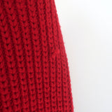 Chloe Ribbed Knit Short Sleeve Sweater Red Merino Wool Size Medium
