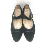 Vintage Chanel Cap Toe Mary Janes Black Suede Size 6 Kitten Heel Pumps