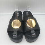 Tory Burch Patos Platform Slide Sandals Black Leather Size 10.5