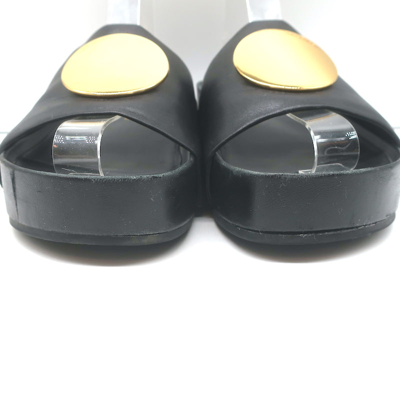 Tory Burch Patos Platform Slide Sandals Black Leather Size 10.5