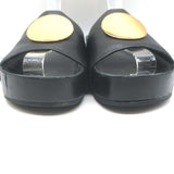 Tory Burch Patos Platform Slide Sandals Black Leather Size 10.5