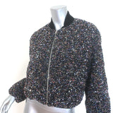 Rag & Bone Samira sequin bomber jacket, black multi boucle tweed, size XS — pre-owned authentic luxury