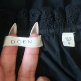 Doen Traveler Broderie Anglaise Sleeveless Top Black Cotton Size Small