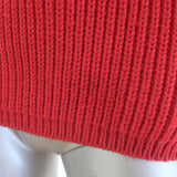 Chloe Ribbed Knit Short Sleeve Sweater Red Merino Wool Size Medium