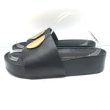 Tory Burch Patos Platform Slide Sandals Black Leather Size 10.5