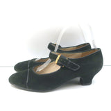 Vintage Chanel Cap Toe Mary Janes Black Suede Size 6 Kitten Heel Pumps