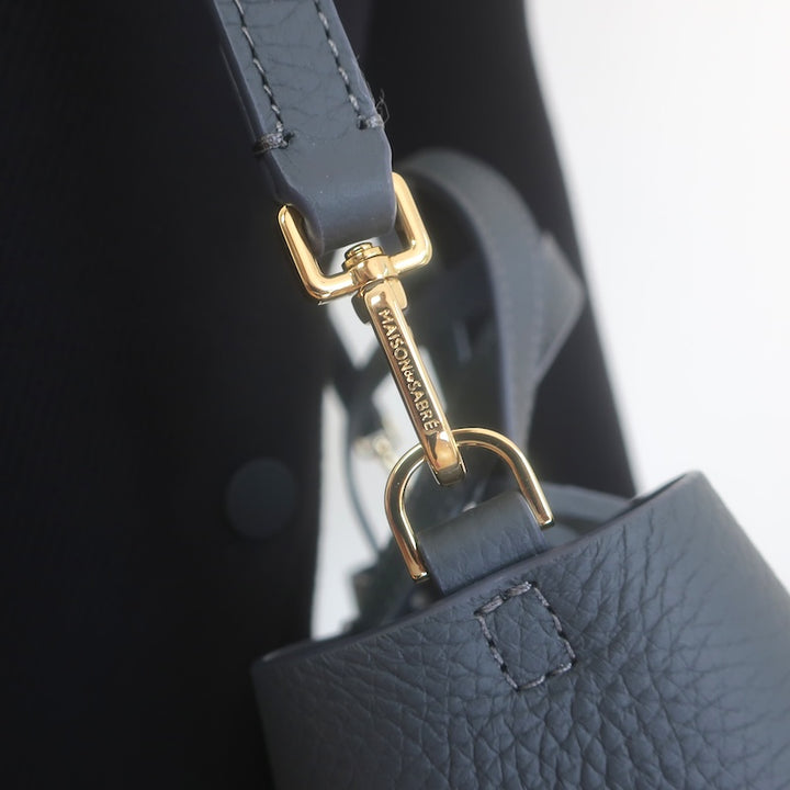 MAISON de SABRE Small Leather Soft Tote Graphite Sky Crossbody Bag NEW