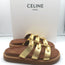 Celine Tippi Triomphe Slide Sandals Gold Metallic Leather Size 40 NEW