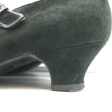 Vintage Chanel Cap Toe Mary Janes Black Suede Size 6 Kitten Heel Pumps
