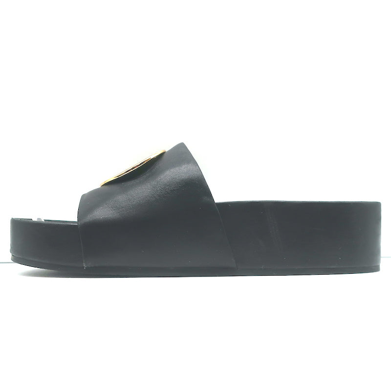 Tory Burch Patos Platform Slide Sandals Black Leather Size 10.5