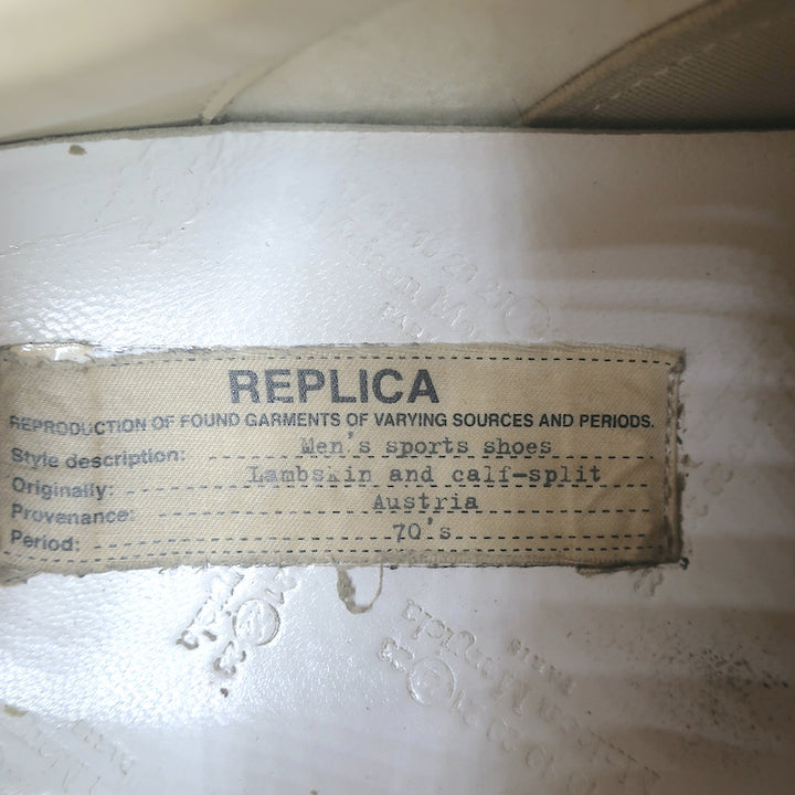 Maison Margiela Replica Low Top Sneakers White Leather &amp; Taupe Suede Size 41