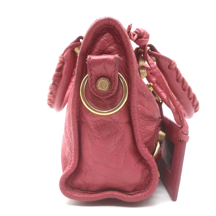 Balenciaga Giant Mini City Bag Rose Hortensia Lambskin Leather Crossbody