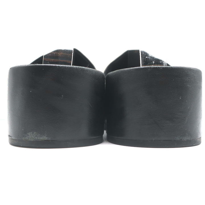 Tory Burch Patos Platform Slide Sandals Black Leather Size 10.5