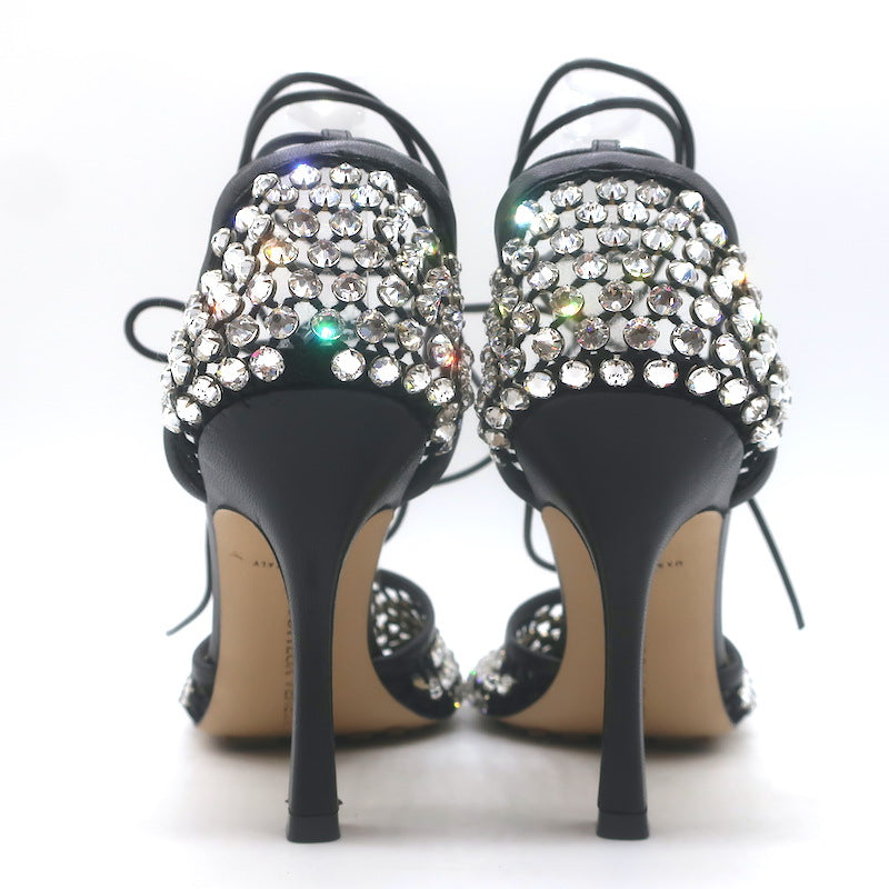 Bottega Veneta Sparkle Stretch Crystal-Embellished Mesh Pumps Black Size 39