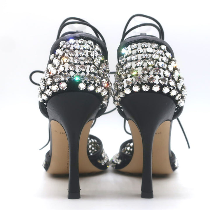 Bottega Veneta Sparkle Stretch Crystal-Embellished Mesh Pumps Black Size 39