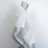 Theory Cropped Polo Bone Linen Knit Size Small Short Sleeve Top NEW