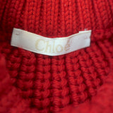Chloe Ribbed Knit Short Sleeve Sweater Red Merino Wool Size Medium