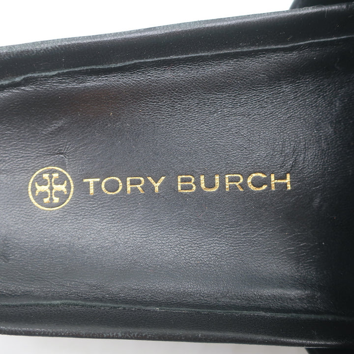 Tory Burch Patos Platform Slide Sandals Black Leather Size 10.5