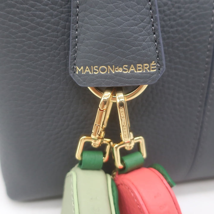 MAISON de SABRE Small Leather Soft Tote Graphite Sky Crossbody Bag NEW