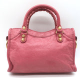 Balenciaga Giant Mini City Bag Rose Hortensia Lambskin Leather Crossbody