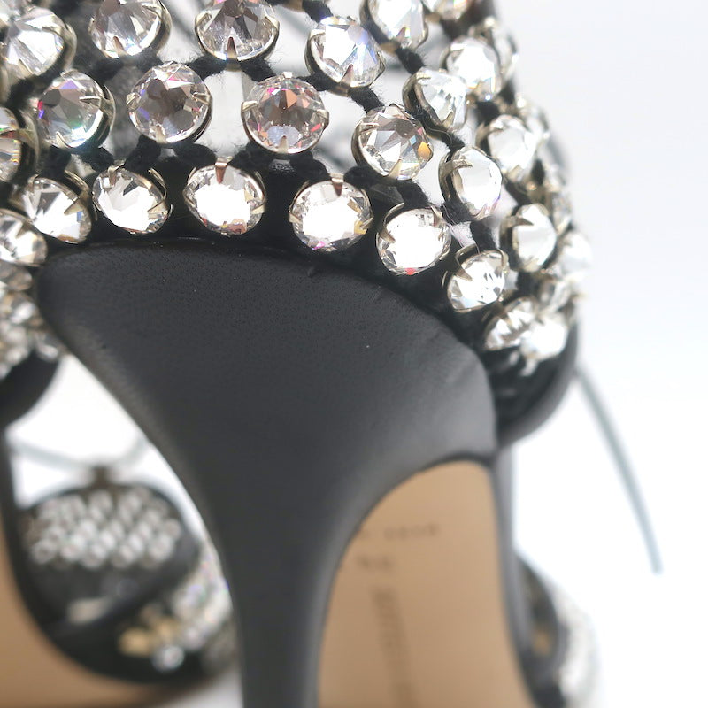 Bottega Veneta Sparkle Stretch Crystal-Embellished Mesh Pumps Black Size 39