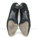 Vintage Chanel Cap Toe Mary Janes Black Suede Size 6 Kitten Heel Pumps