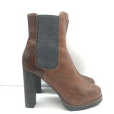 Brunello Cucinelli Platform Chelsea Boots Brown Leather Size 40