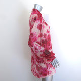 Dries Van Noten Floral Print Crinkled Georgette Shirt Red/Pink Size Small