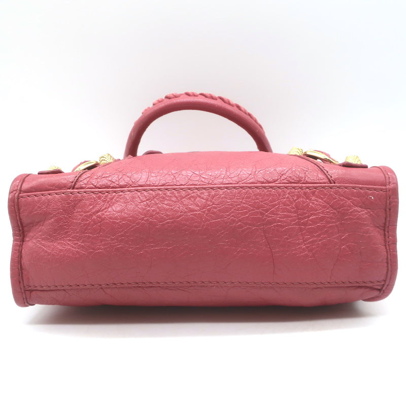 Balenciaga Giant Mini City Bag Rose Hortensia Lambskin Leather Crossbody