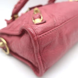 Balenciaga Giant Mini City Bag Rose Hortensia Lambskin Leather Crossbody