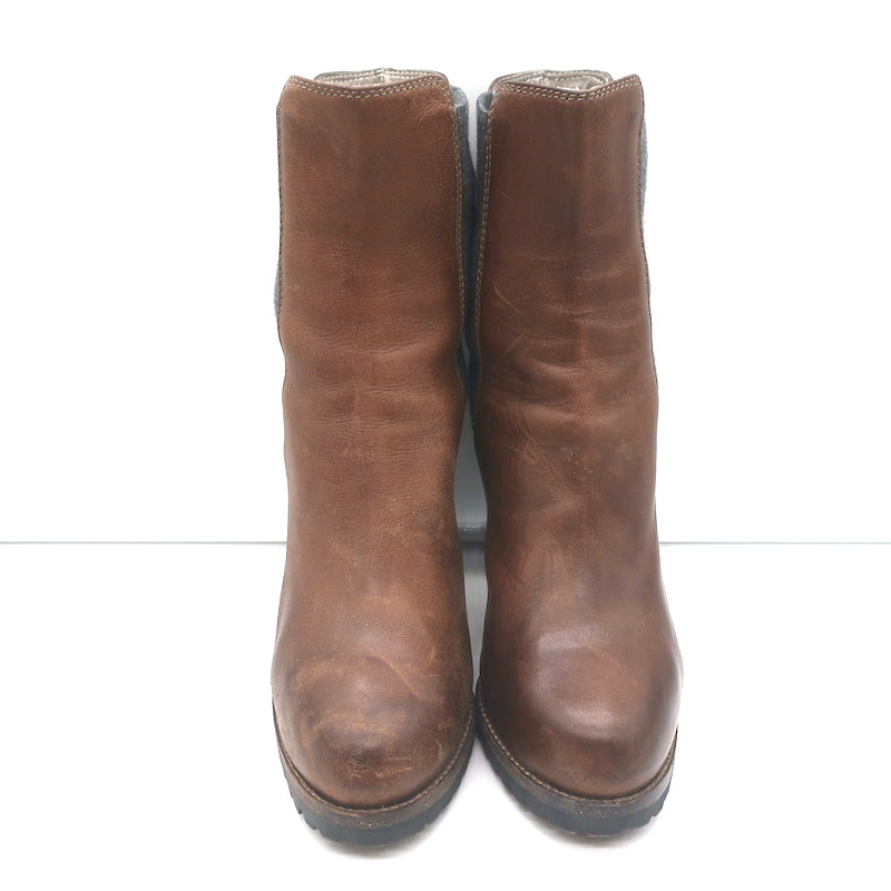Brunello Cucinelli Platform Chelsea Boots Brown Leather Size 40