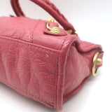 Balenciaga Giant Mini City Bag Rose Hortensia Lambskin Leather Crossbody