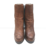 Brunello Cucinelli Platform Chelsea Boots Brown Leather Size 40