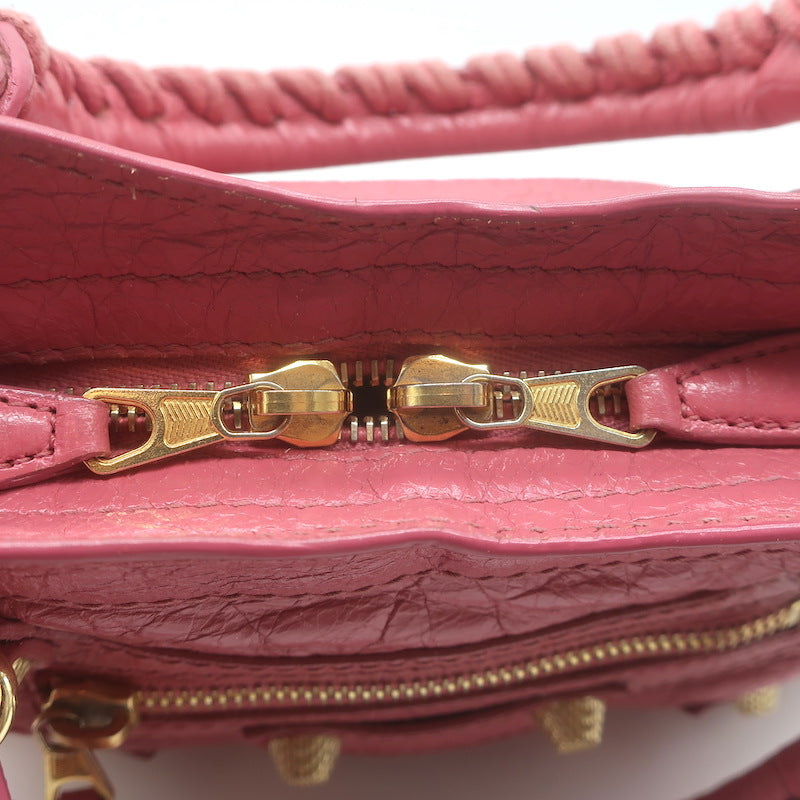 Balenciaga Giant Mini City Bag Rose Hortensia Lambskin Leather Crossbody