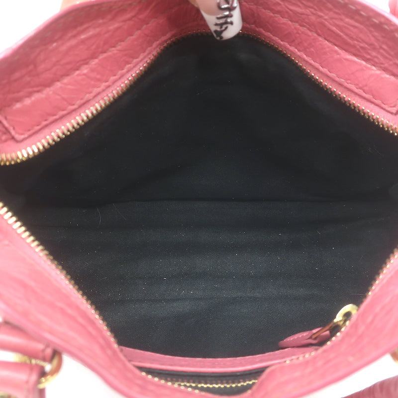 Balenciaga Giant Mini City Bag Rose Hortensia Lambskin Leather Crossbody