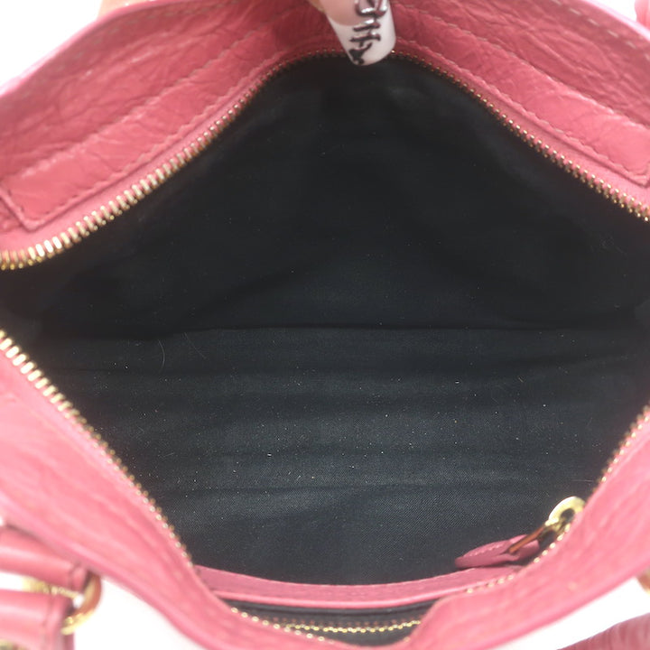Balenciaga Giant Mini City Bag Rose Hortensia Lambskin Leather Crossbody