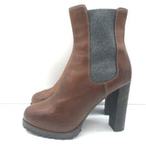 Brunello Cucinelli Platform Chelsea Boots Brown Leather Size 40