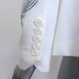 Authentic Zadig & Voltaire rhinestone star blazer, cream poly-viscose blend one-button jacket, pre-owned, size 36