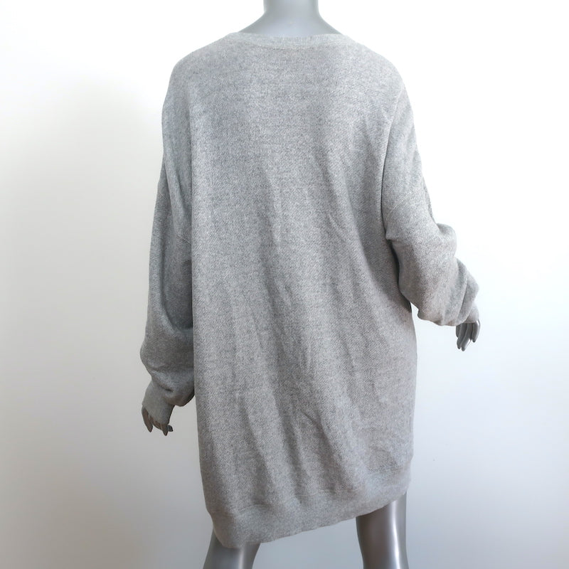 R13 Zipper-Front Mini Sweatshirt Dress Heather Gray Terry Size Large