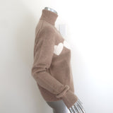 SPRWMN Cashmere Heart Turtleneck Sweater Almond Size Small NEW