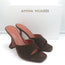 Amina Muaddi Lupita 95 Sandals Dark Brown Suede Size 38.5 Open Toe Mules NEW